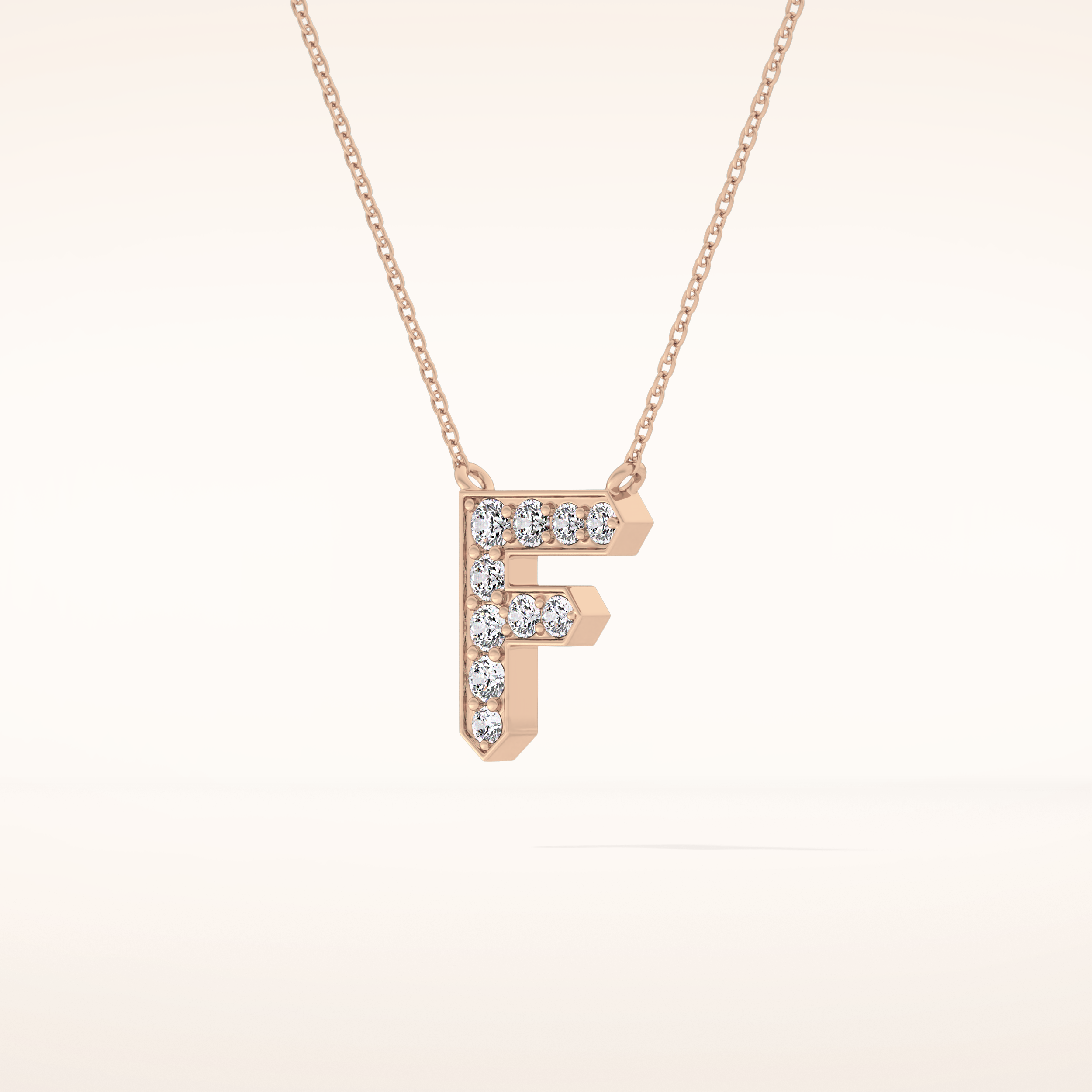 0.342 TCW Round Cut Moissanite F Initial Pendant Necklace