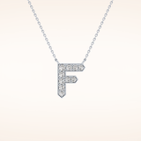 0.342 TCW Round Cut Moissanite F Initial Pendant Necklace