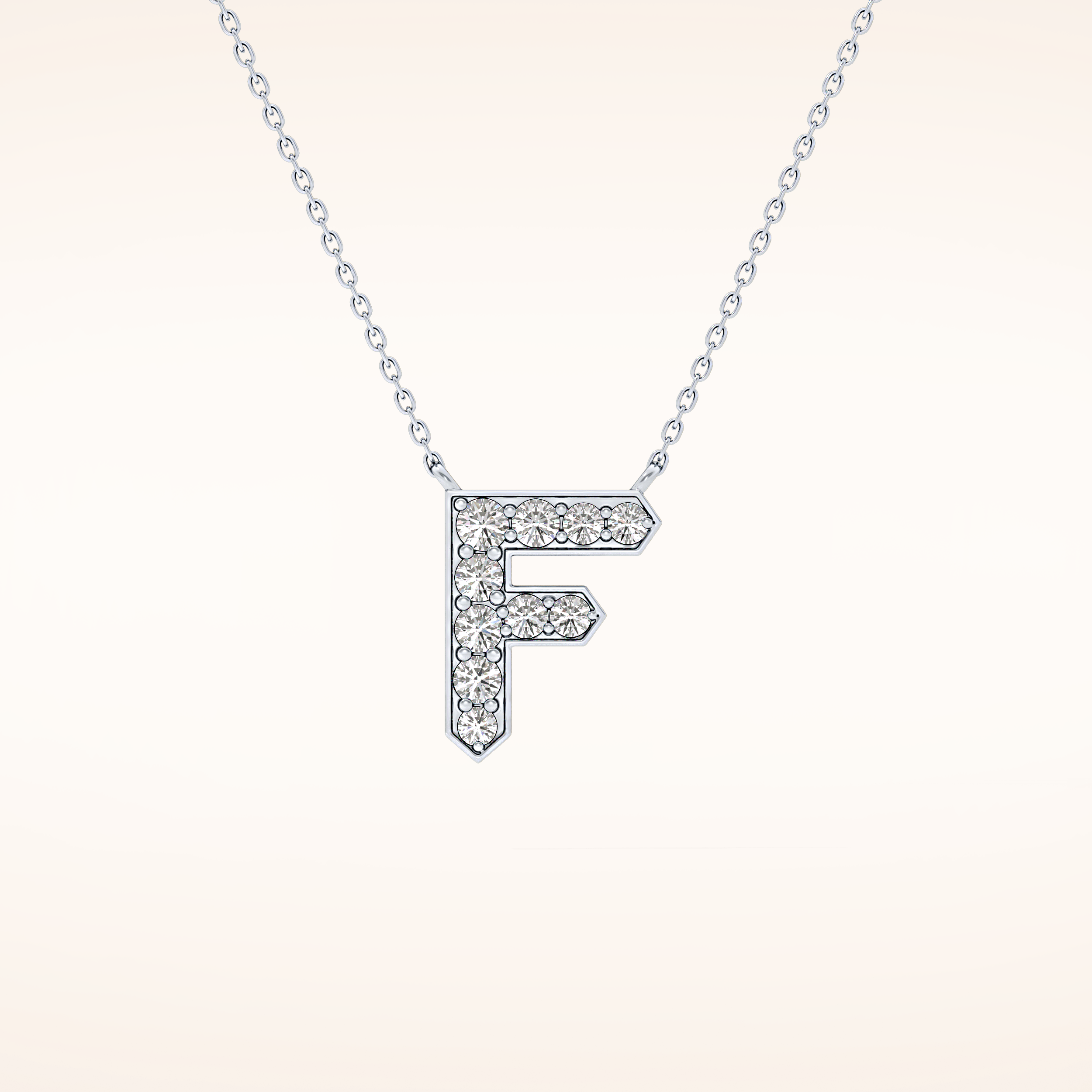 0.342 TCW Round Cut Moissanite F Initial Pendant Necklace