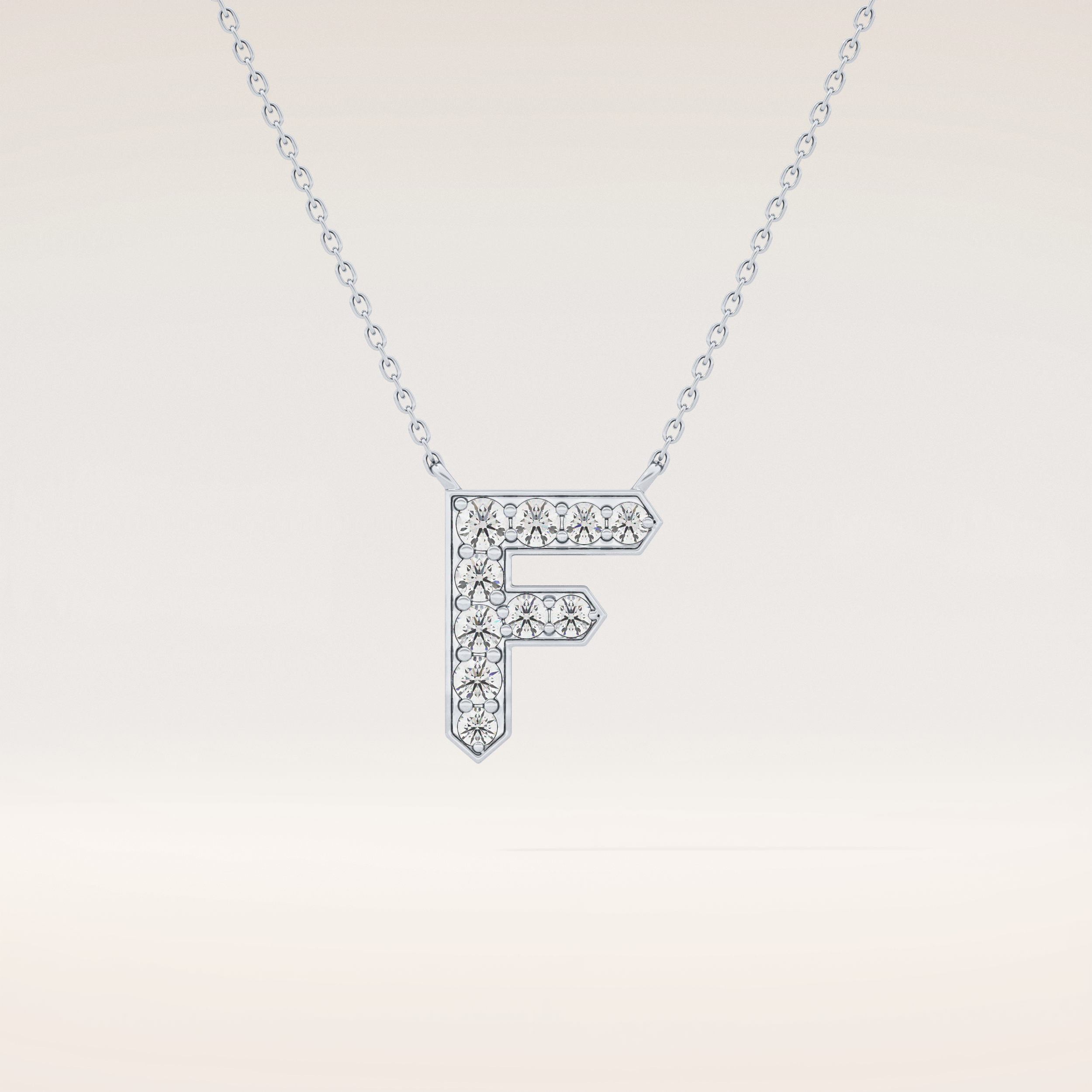 0.342 TCW Round Cut Moissanite F Initial Pendant Necklace