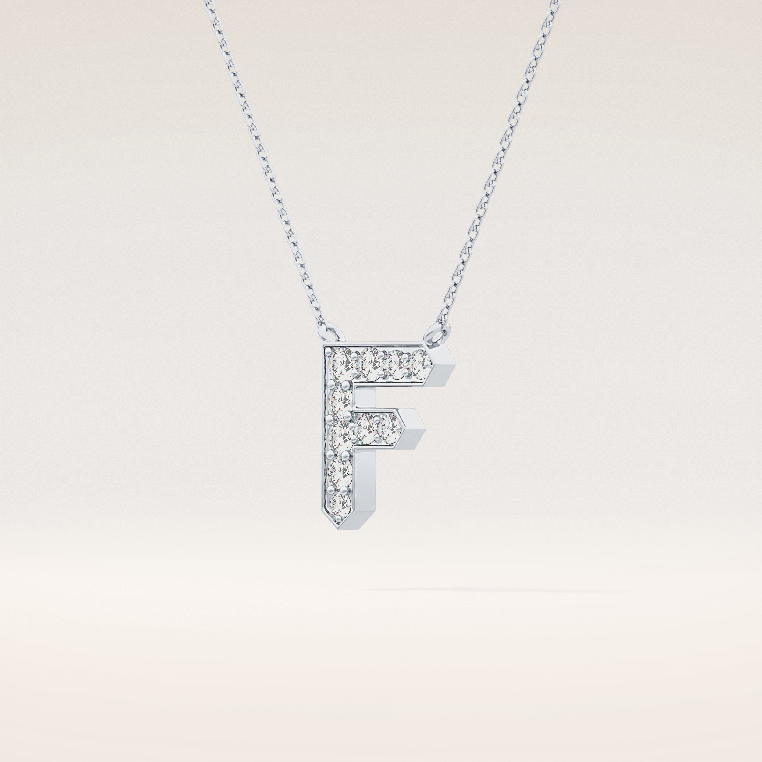 0.342 TCW Round Cut Moissanite F Initial Pendant Necklace