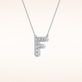 0.342 TCW Round Cut Moissanite F Initial Pendant Necklace