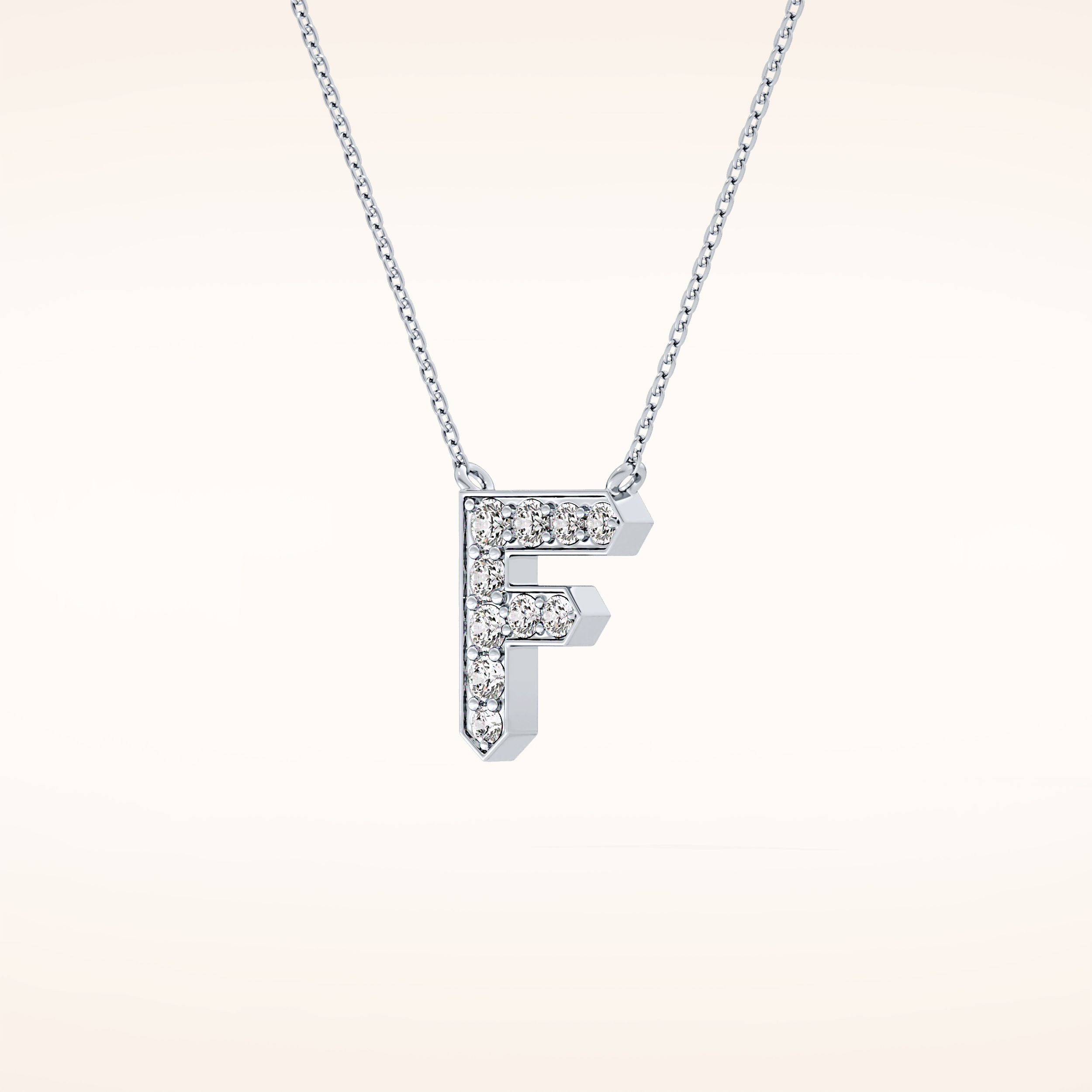 0.342 TCW Round Cut Moissanite F Initial Pendant Necklace