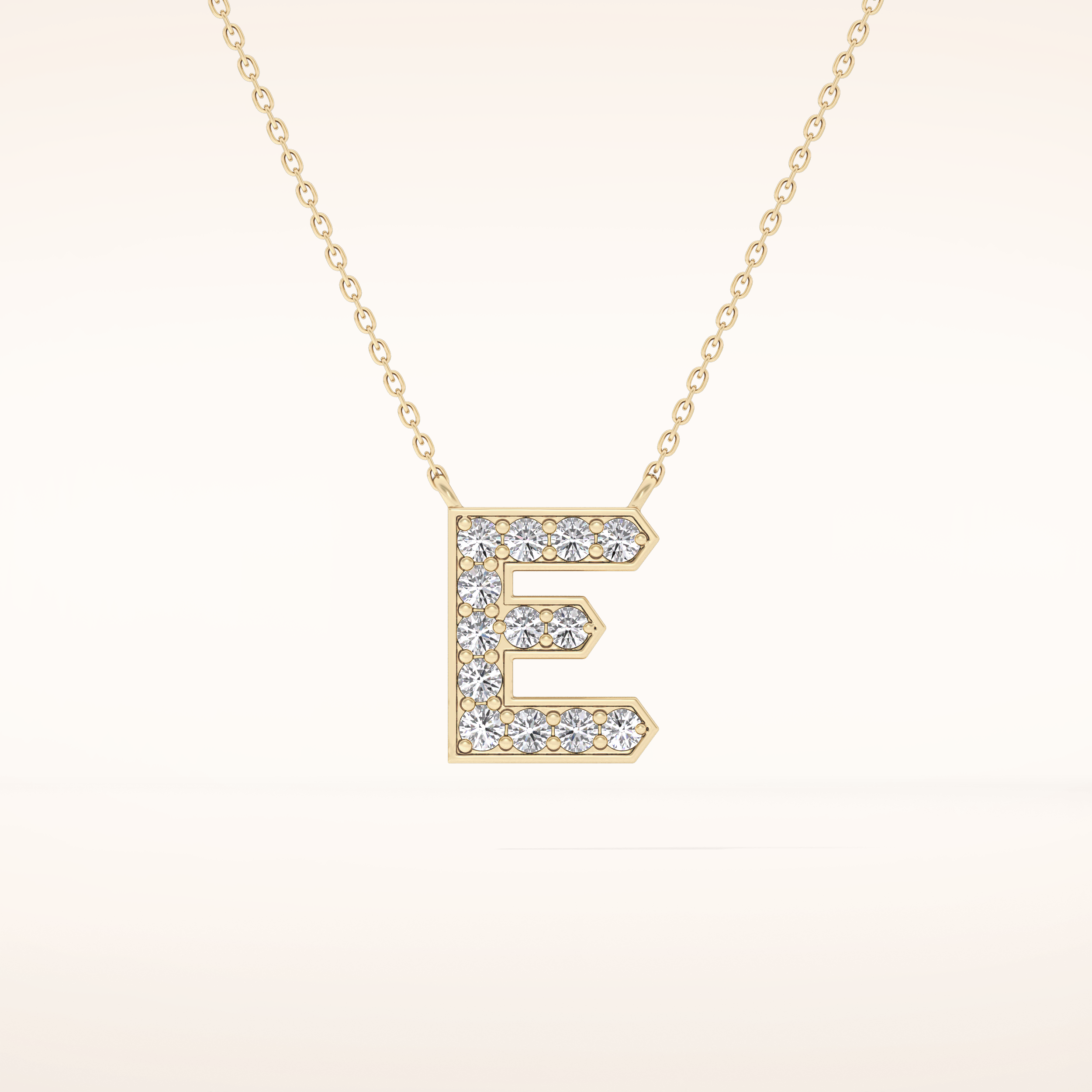 0.385 TCW Round Cut Moissanite E Initial Pendant Necklace