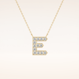 0.385 TCW Round Cut Moissanite E Initial Pendant Necklace