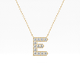 0.385 TCW Round Lab Grown Diamond E Initial Pendant Necklace