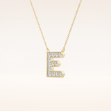 0.385 TCW Round Cut Moissanite E Initial Pendant Necklace
