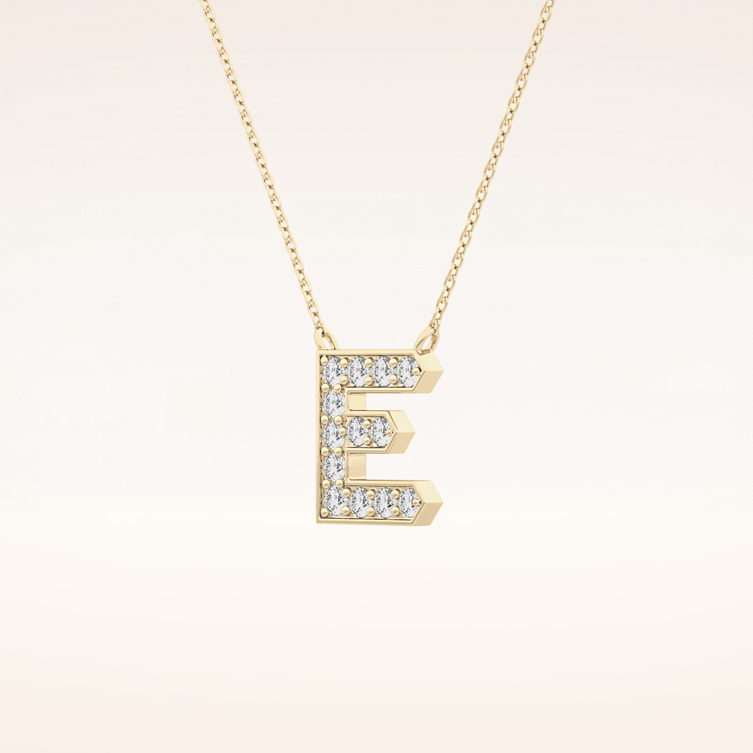 0.385 TCW Round Cut Moissanite E Initial Pendant Necklace