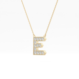 0.385 TCW Round Lab Grown Diamond E Initial Pendant Necklace