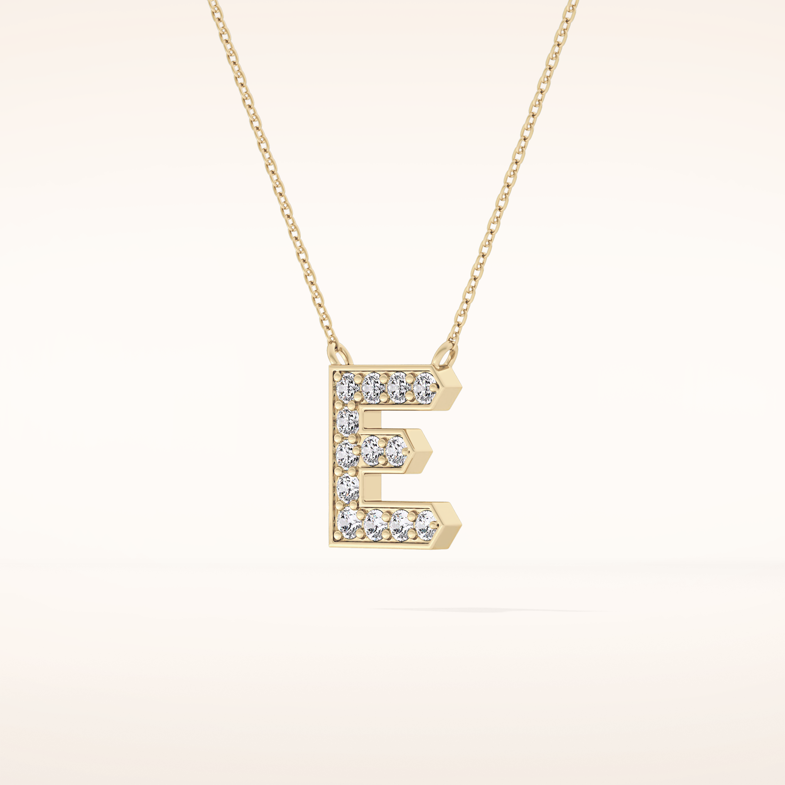 0.385 TCW Round Cut Moissanite E Initial Pendant Necklace