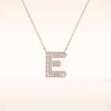 0.385 TCW Round Cut Moissanite E Initial Pendant Necklace