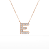 0.385 TCW Round Lab Grown Diamond E Initial Pendant Necklace
