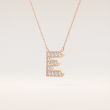 0.385 TCW Round Cut Moissanite E Initial Pendant Necklace