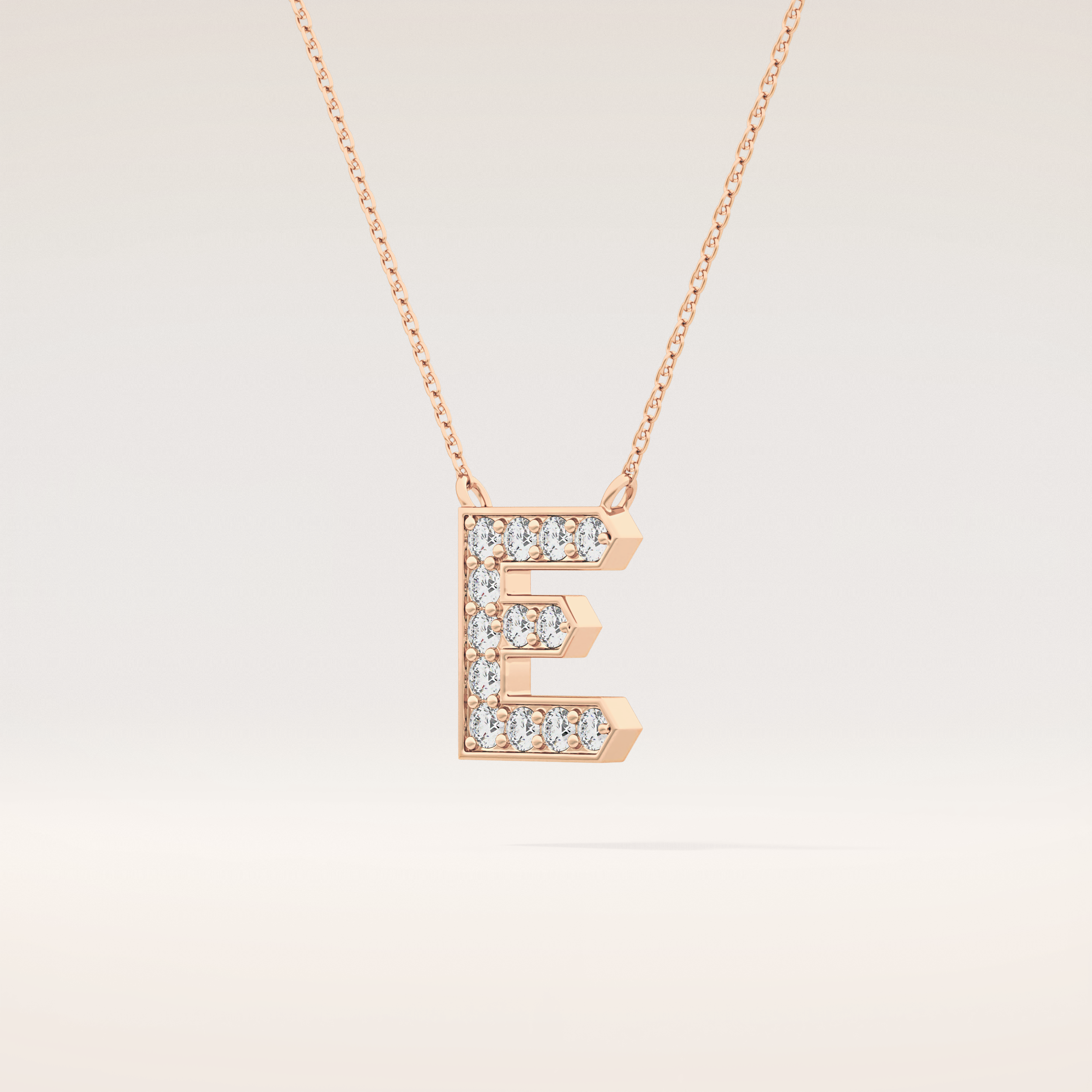 0.385 TCW Round Cut Moissanite E Initial Pendant Necklace