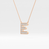 0.385 TCW Round Lab Grown Diamond E Initial Pendant Necklace