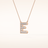0.385 TCW Round Cut Moissanite E Initial Pendant Necklace