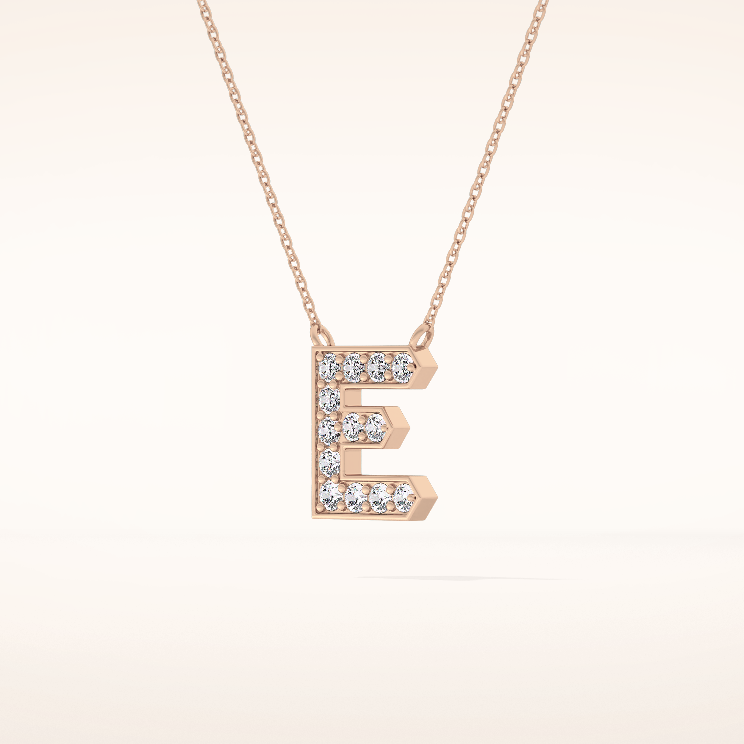 0.385 TCW Round Cut Moissanite E Initial Pendant Necklace
