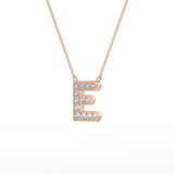 0.385 TCW Round Lab Grown Diamond E Initial Pendant Necklace