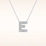 0.385 TCW Round Cut Moissanite E Initial Pendant Necklace