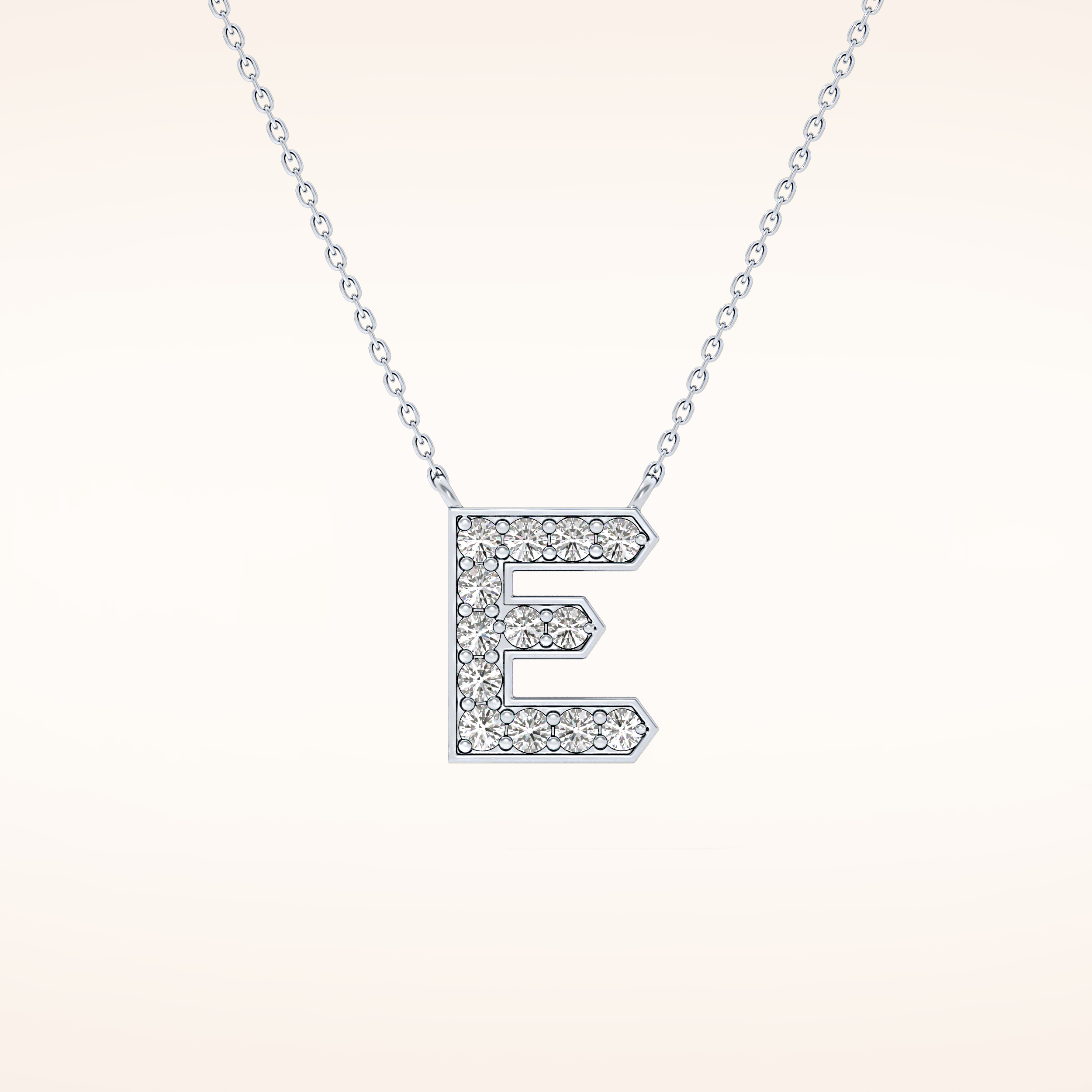 0.385 TCW Round Cut Moissanite E Initial Pendant Necklace