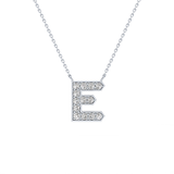0.385 TCW Round Lab Grown Diamond E Initial Pendant Necklace