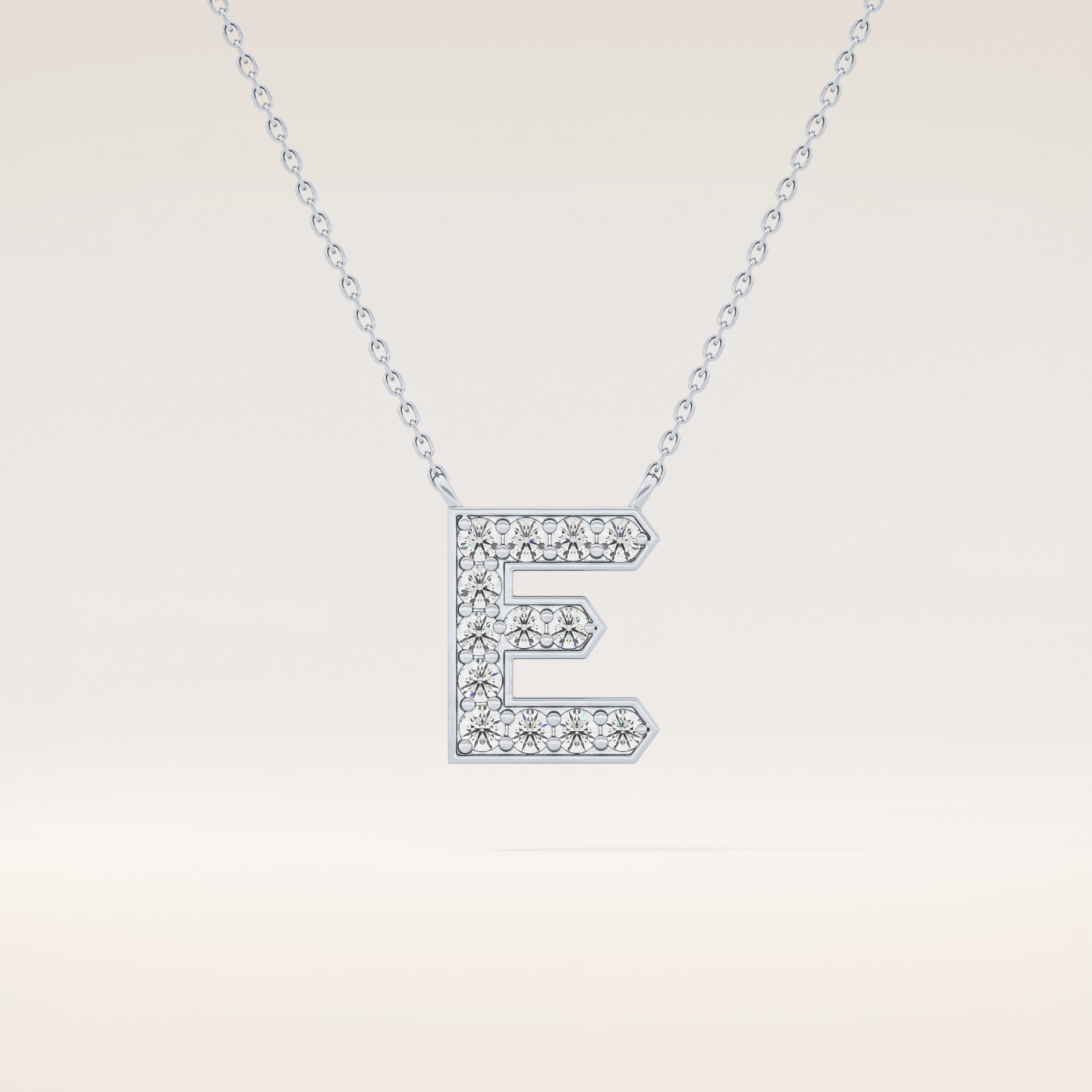 0.385 TCW Round Cut Moissanite E Initial Pendant Necklace