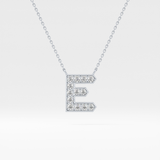0.385 TCW Round Lab Grown Diamond E Initial Pendant Necklace