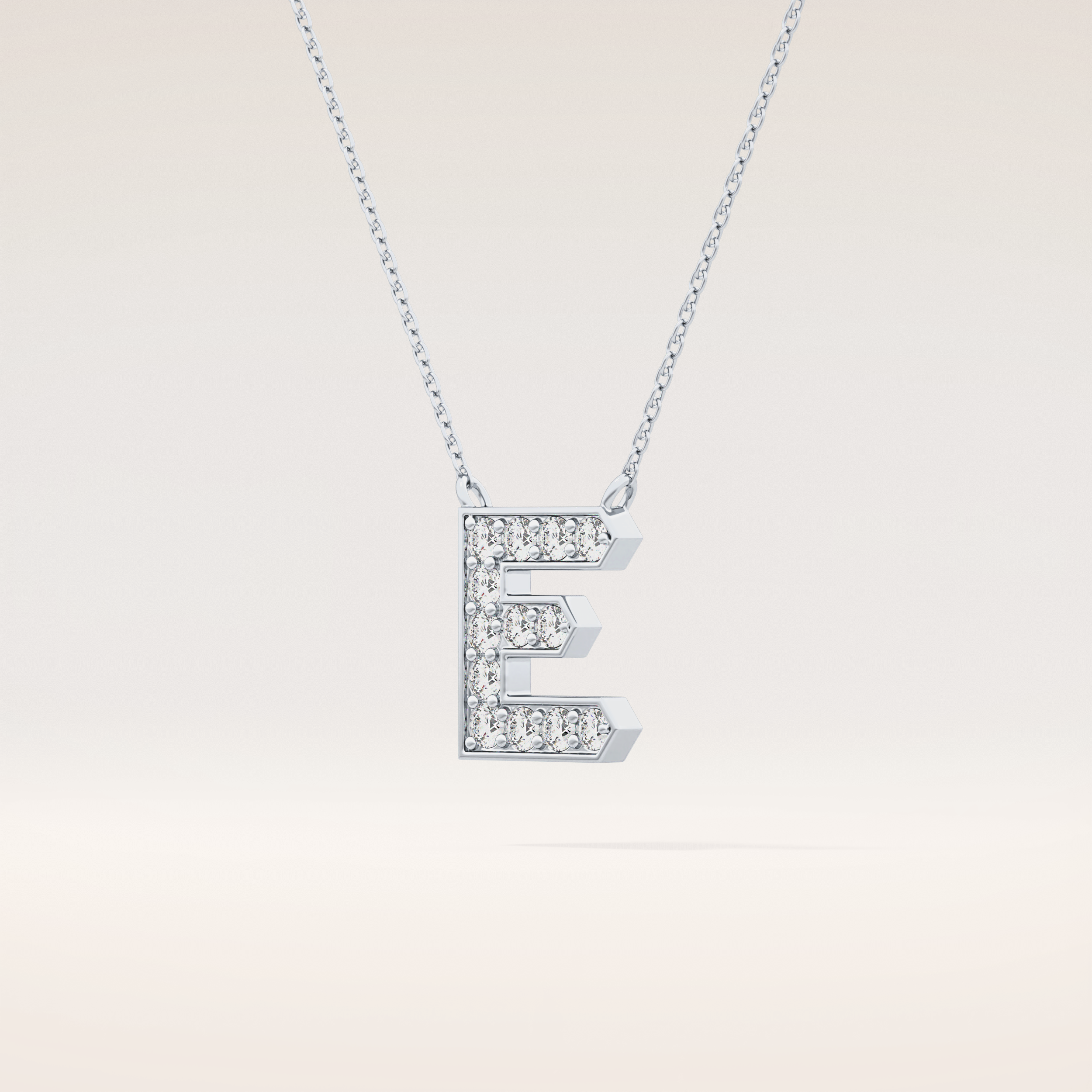 0.385 TCW Round Cut Moissanite E Initial Pendant Necklace