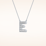 0.385 TCW Round Cut Moissanite E Initial Pendant Necklace