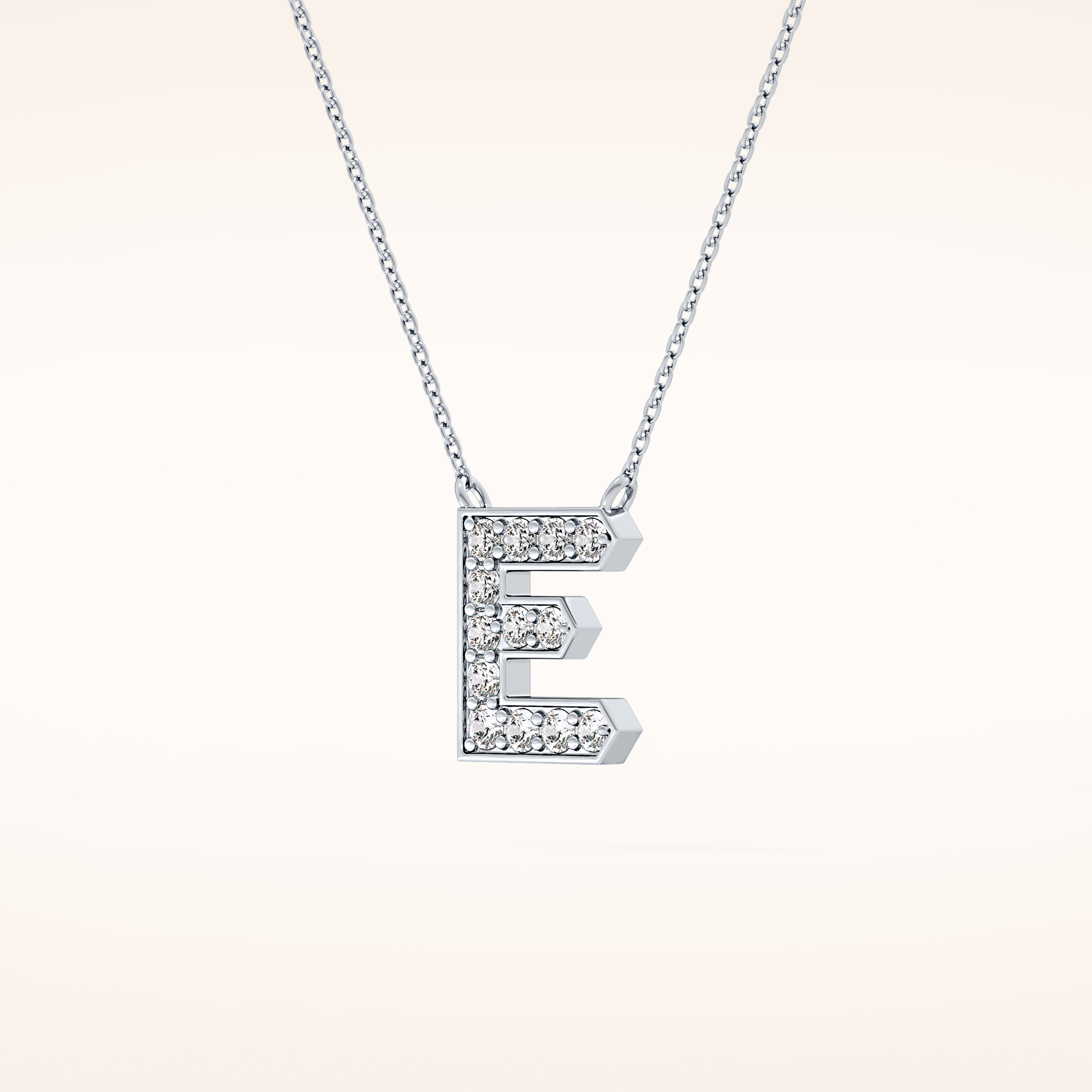 0.385 TCW Round Cut Moissanite E Initial Pendant Necklace