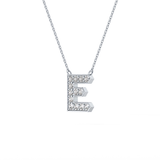 0.385 TCW Round Lab Grown Diamond E Initial Pendant Necklace
