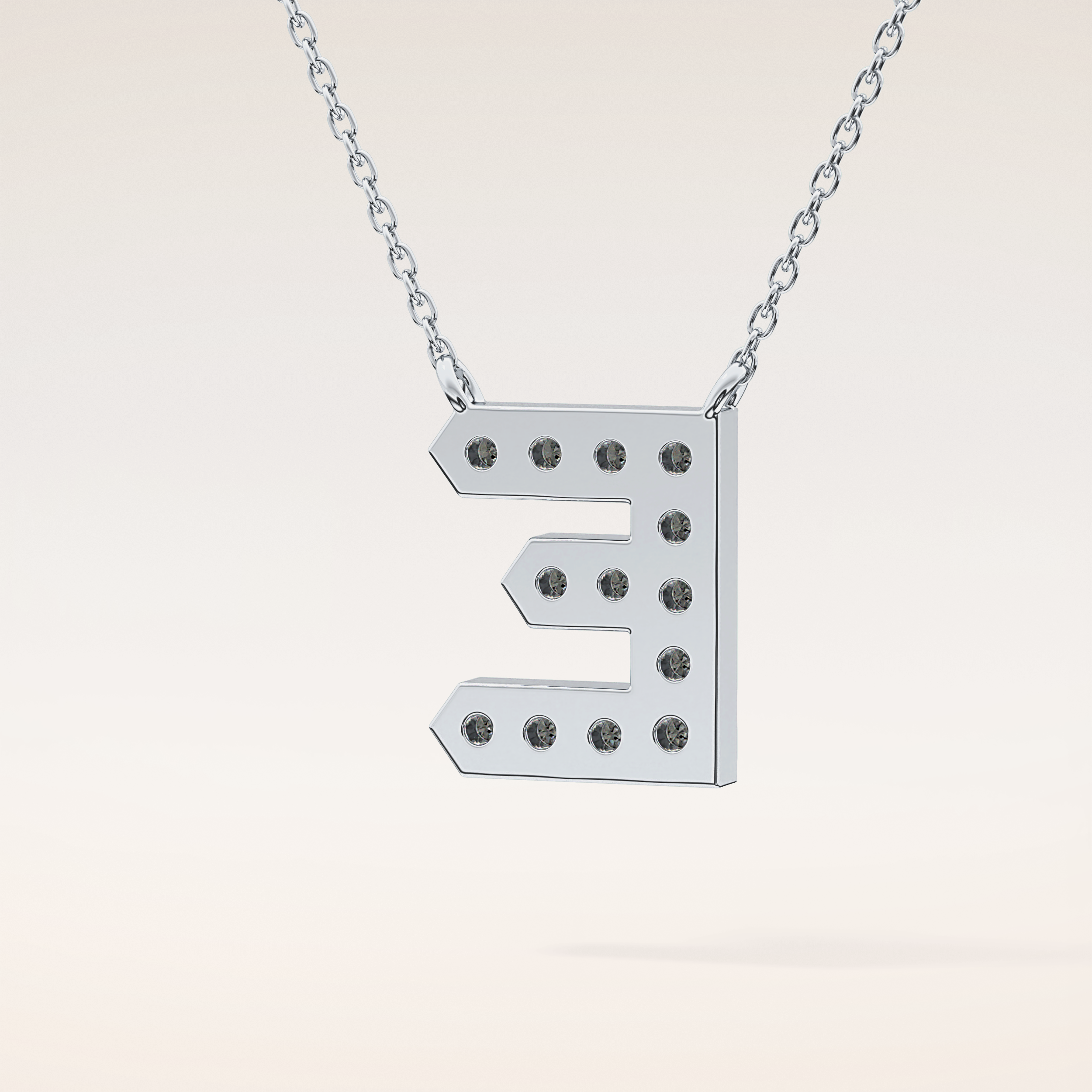 0.385 TCW Round Cut Moissanite E Initial Pendant Necklace