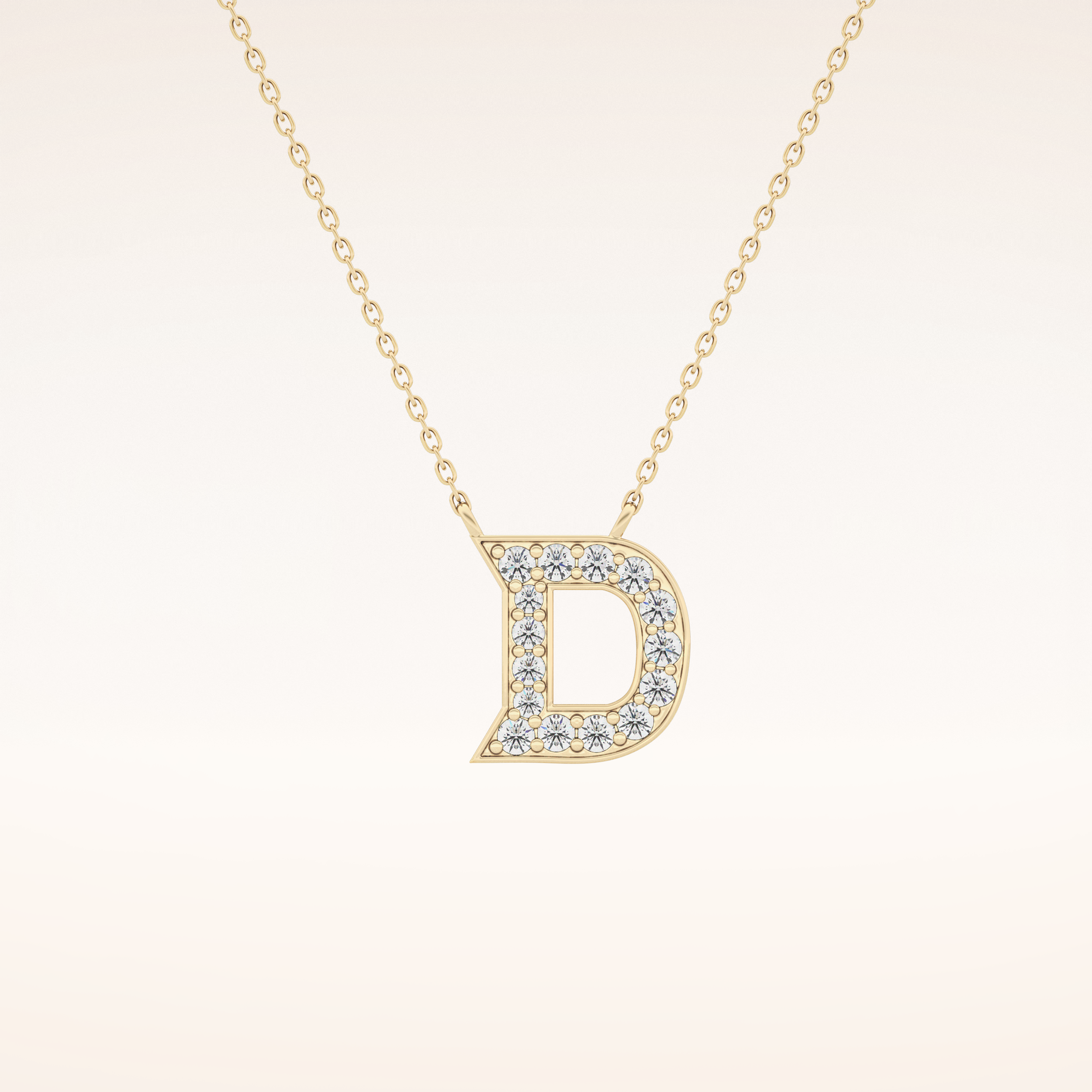 0.243 TCW Round Cut Moissanite D Initial Pendant Necklace