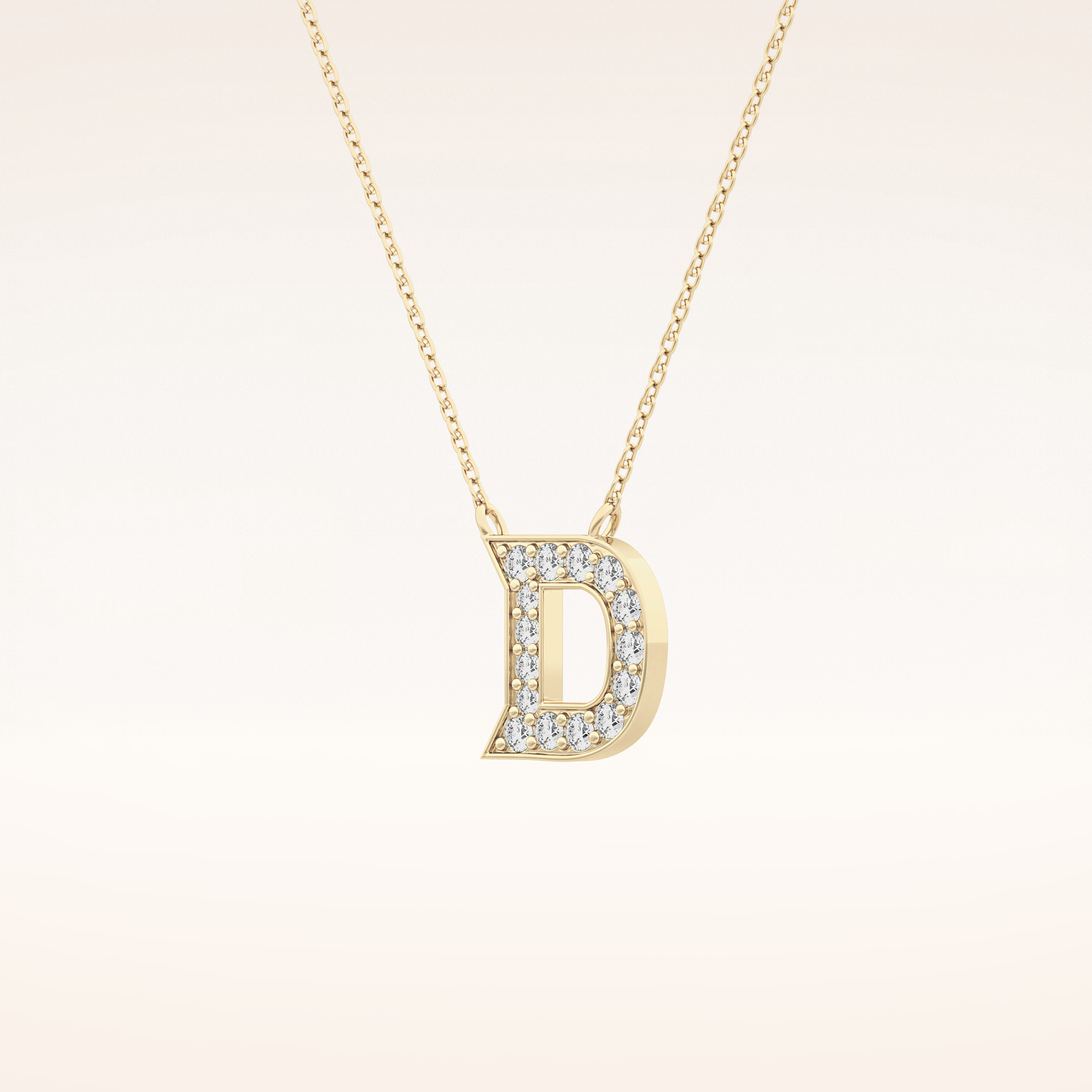 0.243 TCW Round Cut Moissanite D Initial Pendant Necklace
