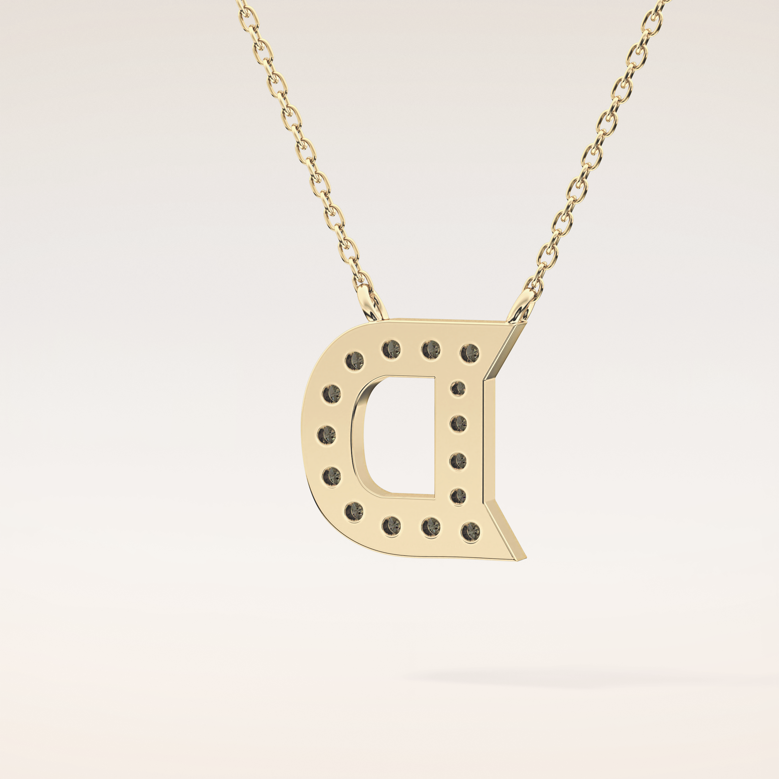 0.243 TCW Round Cut Moissanite D Initial Pendant Necklace