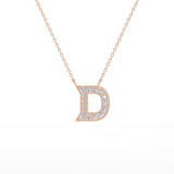 0.243 TCW Round Lab Grown Diamond D Initial Pendant Necklace