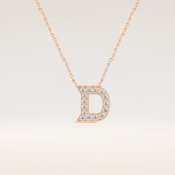 0.243 TCW Round Cut Moissanite D Initial Pendant Necklace