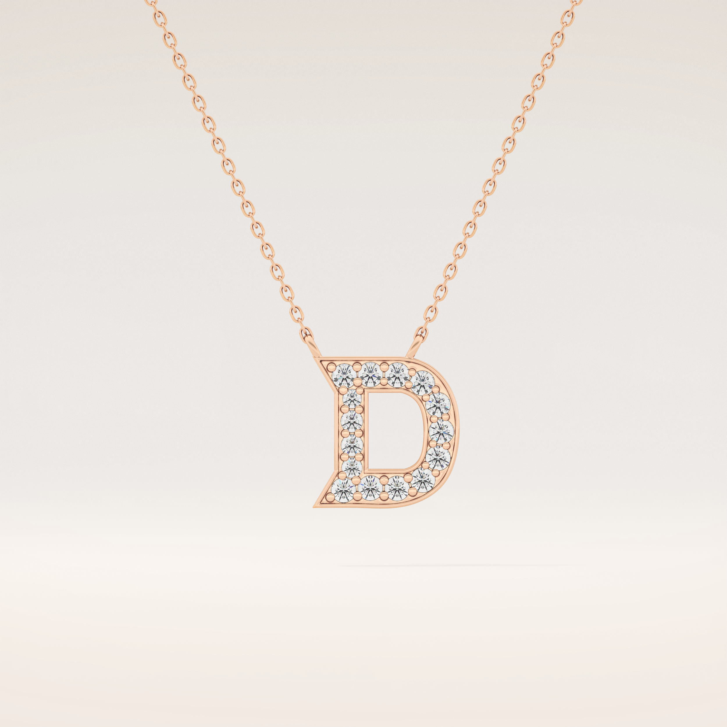 0.243 TCW Round Cut Moissanite D Initial Pendant Necklace