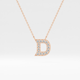 0.243 TCW Round Lab Grown Diamond D Initial Pendant Necklace