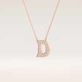 0.243 TCW Round Cut Moissanite D Initial Pendant Necklace