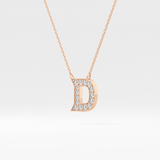 0.243 TCW Round Lab Grown Diamond D Initial Pendant Necklace