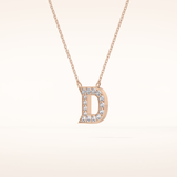 0.243 TCW Round Cut Moissanite D Initial Pendant Necklace
