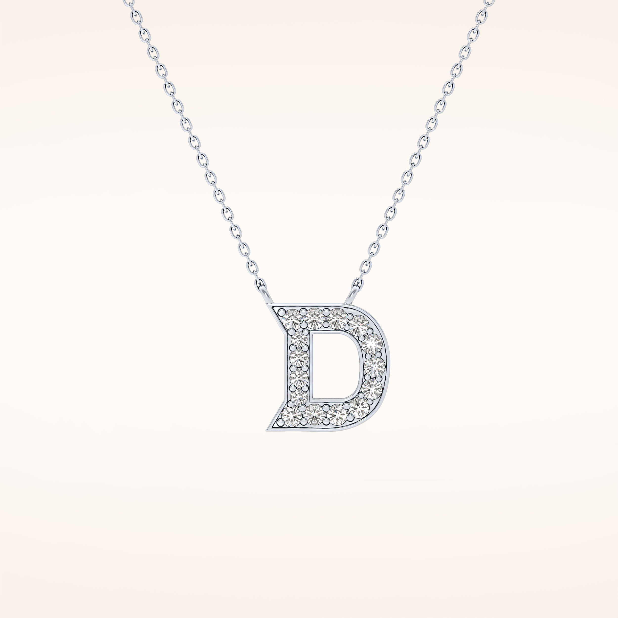 0.243 TCW Round Cut Moissanite D Initial Pendant Necklace