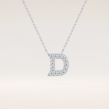 0.243 TCW Round Cut Moissanite D Initial Pendant Necklace