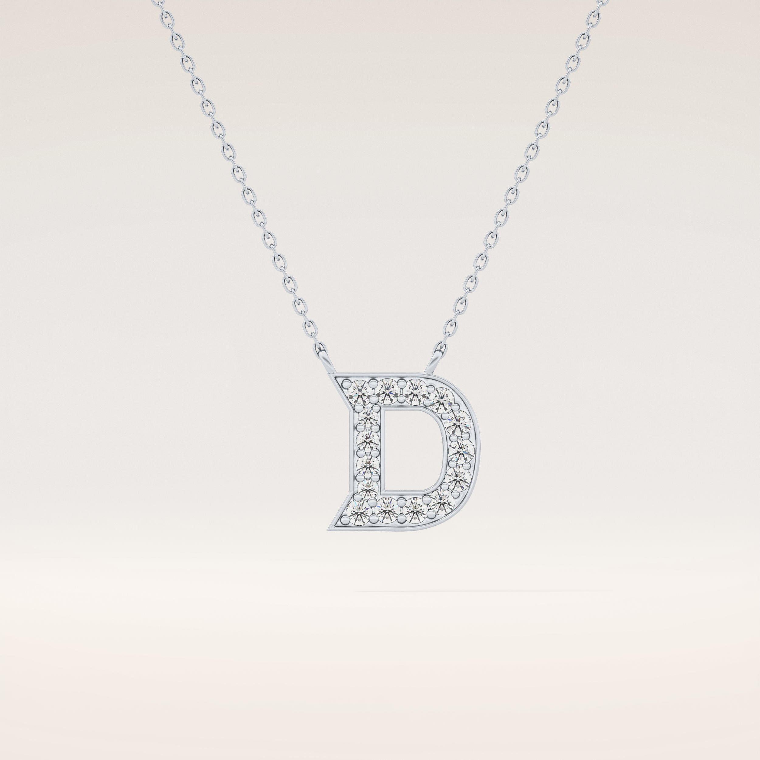0.243 TCW Round Cut Moissanite D Initial Pendant Necklace