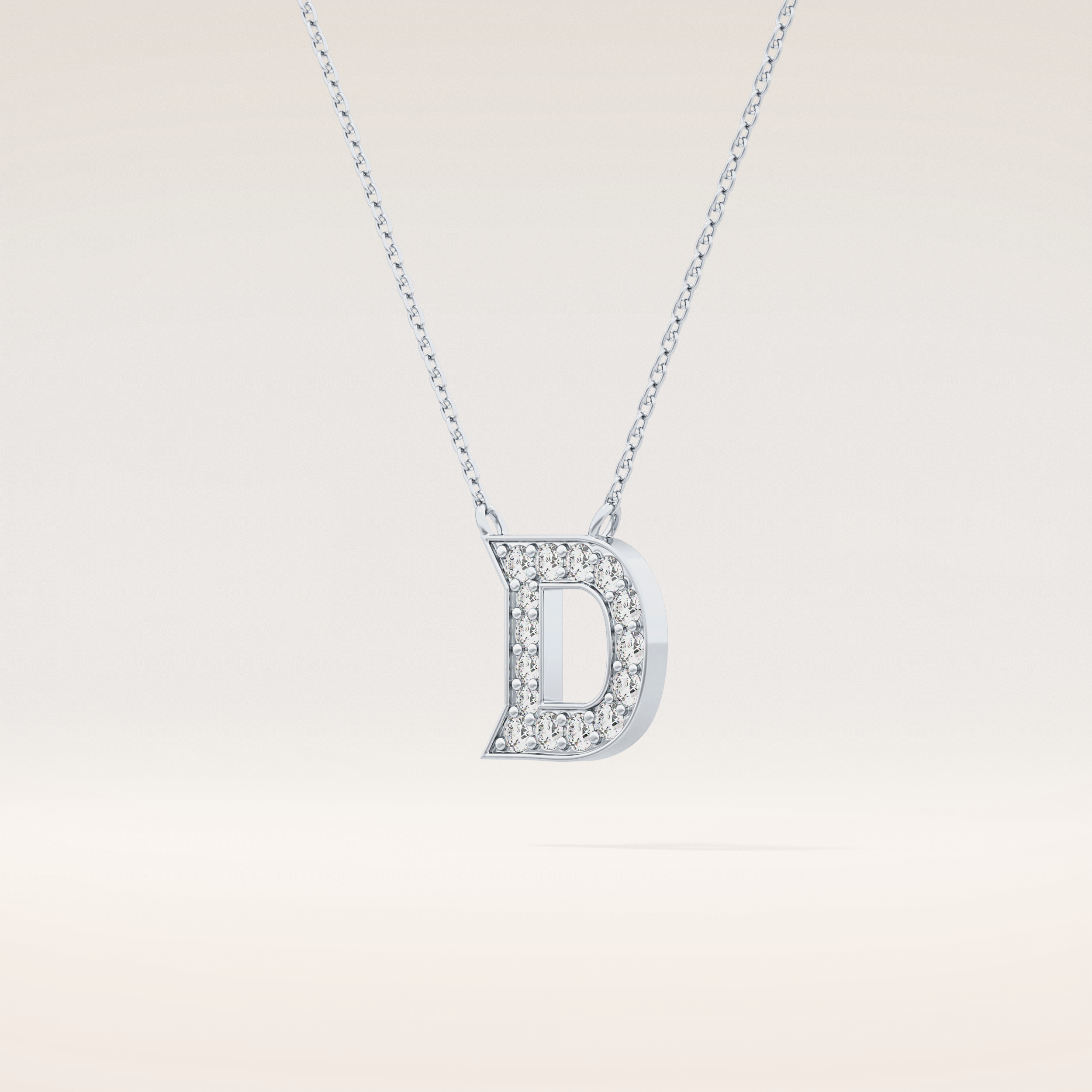 0.243 TCW Round Cut Moissanite D Initial Pendant Necklace
