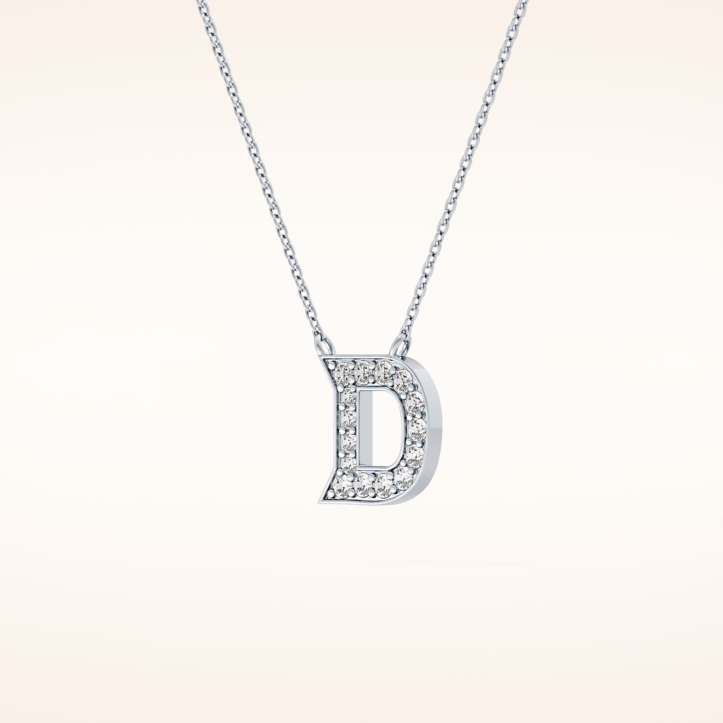 0.243 TCW Round Cut Moissanite D Initial Pendant Necklace