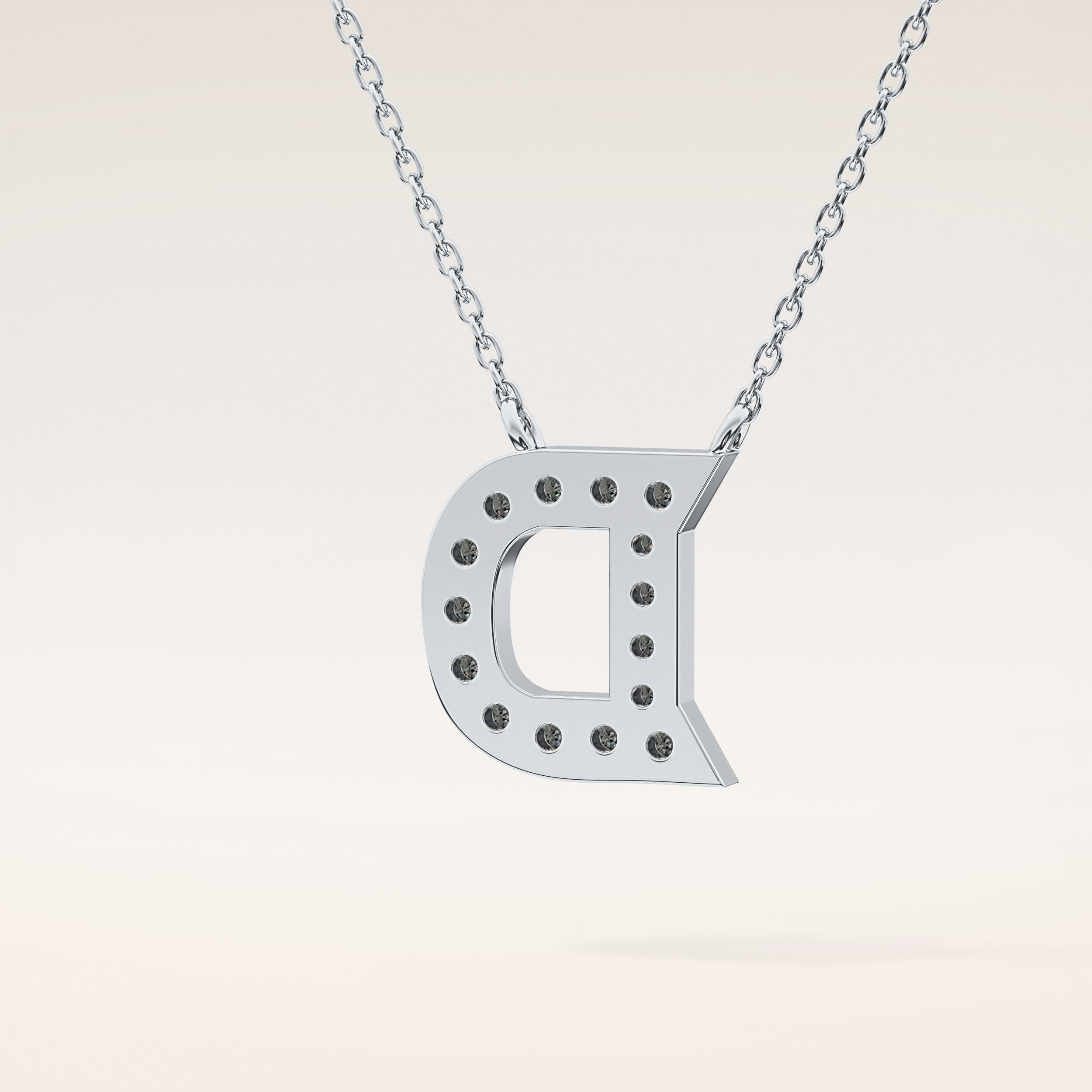 0.243 TCW Round Cut Moissanite D Initial Pendant Necklace