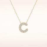 0.24 TCW Round Cut Moissanite C Initial Pendant Necklace