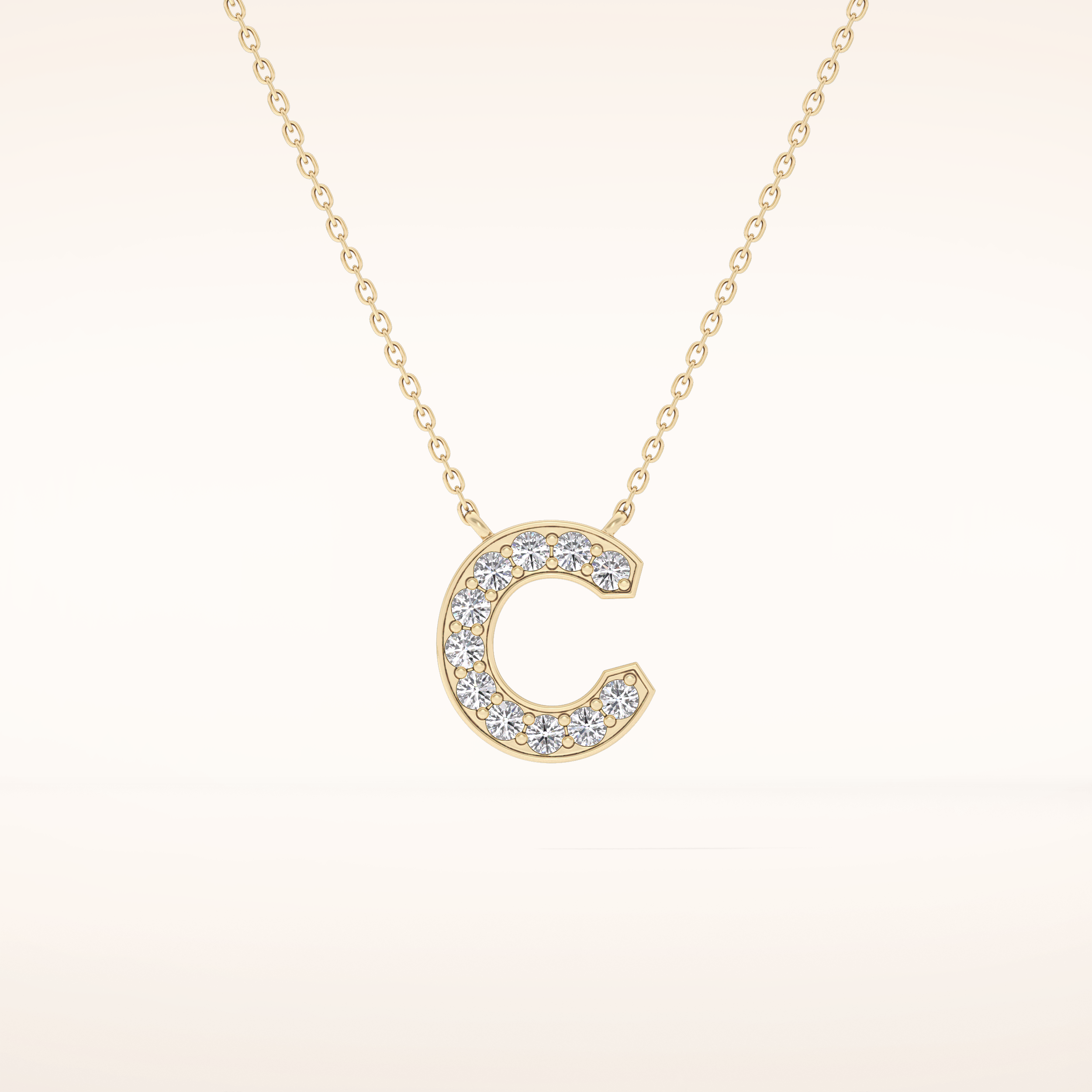0.24 TCW Round Cut Moissanite C Initial Pendant Necklace